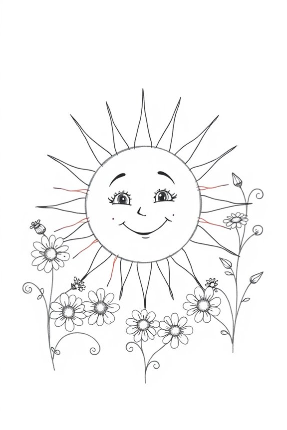 vibrant sun and flowers