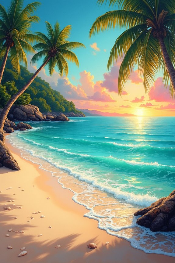 vibrant turquoise beach paradise