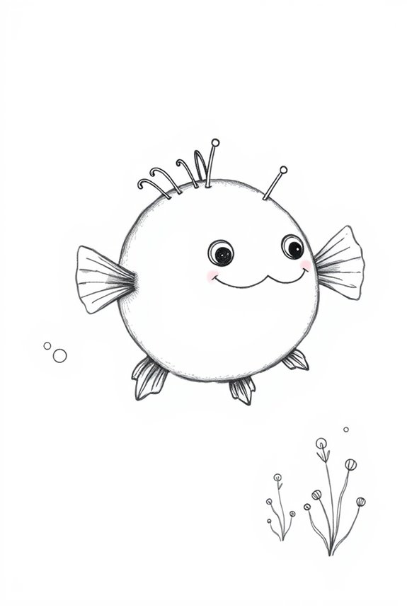 vintage pufferfish illustration charm