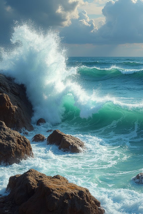 waves crashing vibrant colors