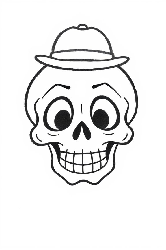 whimsical cartoonish skull design
