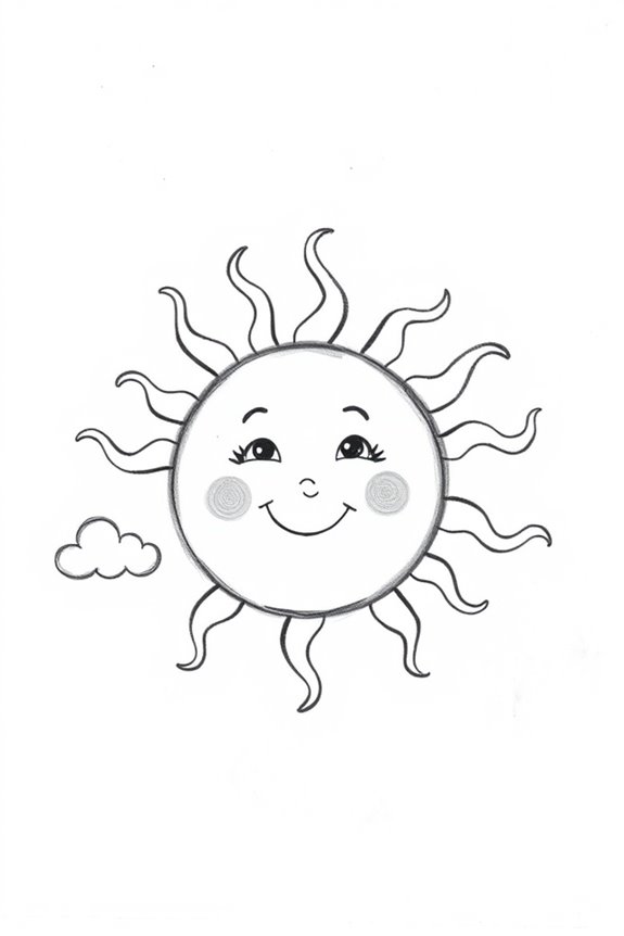 whimsical cheerful sun character
