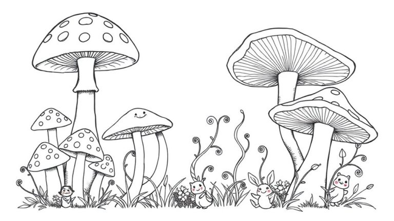 whimsical mushroom drawing ideas