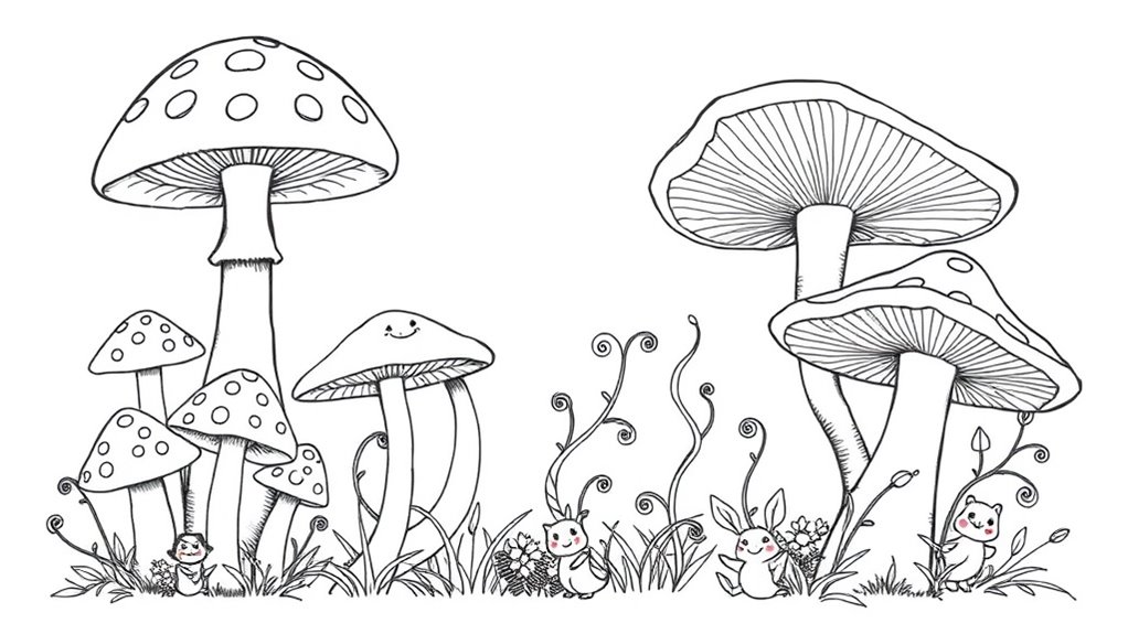 whimsical mushroom drawing ideas
