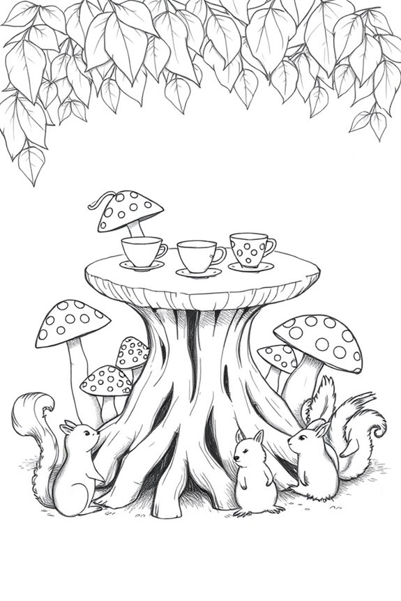 whimsical mushroom tea party