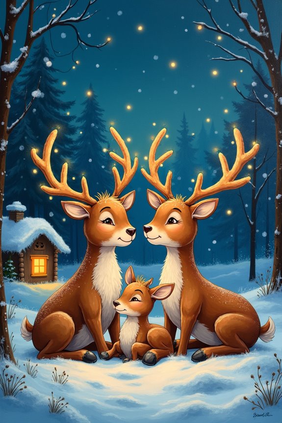 whimsical reindeer holiday scene