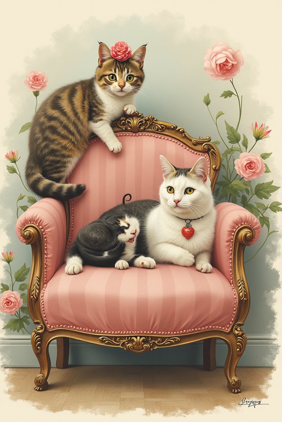 whimsical vintage cat art
