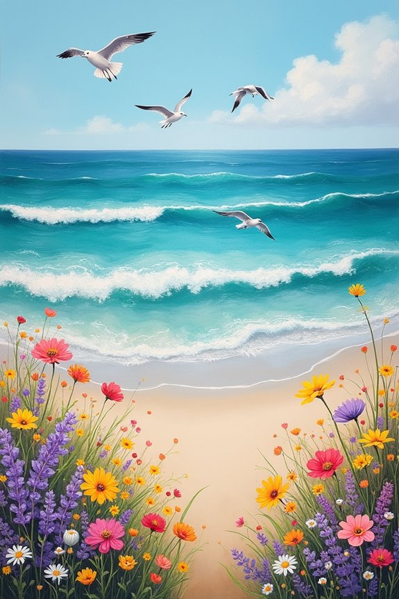 wildflowers by the shore